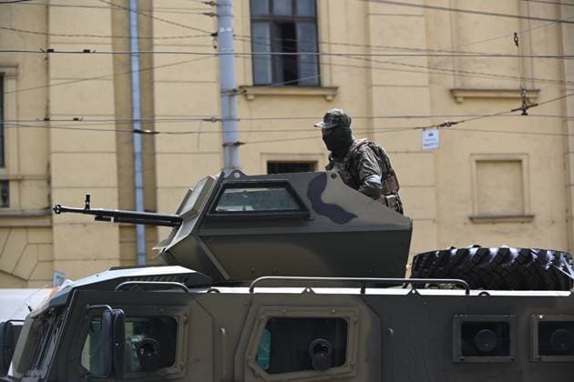 June 24.2023. Russia. Rostov-on-Don. Soldiers of the Wagner PMCs at the building of the Southern Military District. KarbinovxAnatoly