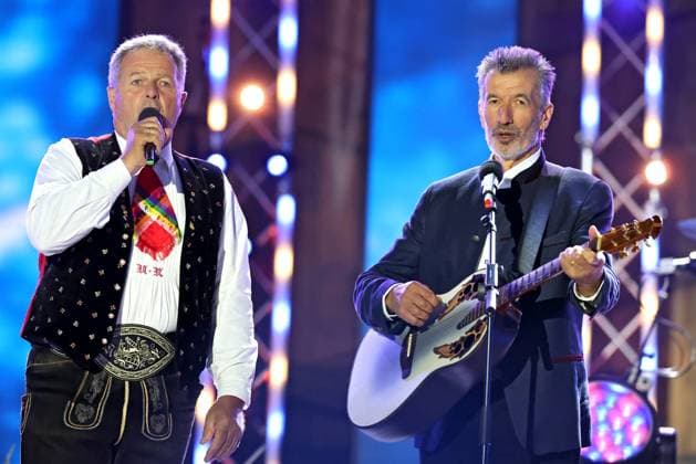 ORF Wenn die Musi spielt singer Norbert Rier Kastelruther Spatzen and Oswald Sattler during rehearsals for the music open air Wenn die Musi spielt on 23 06 2023 in Bad Kleinkirchheim 20230623SBK0148