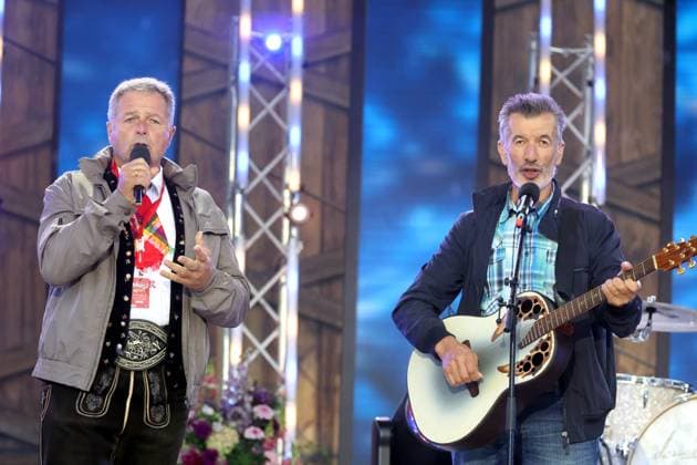 ORF Wenn die Musi spielt singer Norbert Rier Kastelruther Spatzen and Oswald Sattler during rehearsals for the music open air Wenn die Musi spielt on 23 06 2023 in Bad Kleinkirchheim 20230623SBK0357