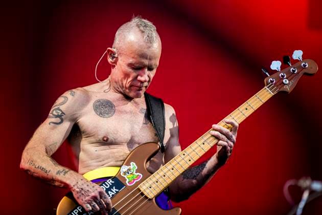 Red Hot Chili Peppers live at Tinderbox 2023, Odense, Denmark Odense, Denmark. 24th, June 2023. The American rock band Red Hot Chili Peppers performs a live concert during the Danish music festival Tinderbox 2023 in Odense. Here bass player Flea is seen live on stage. Odense Denmark  Copyright: xGonzalesxPhoto LassexLagonix
