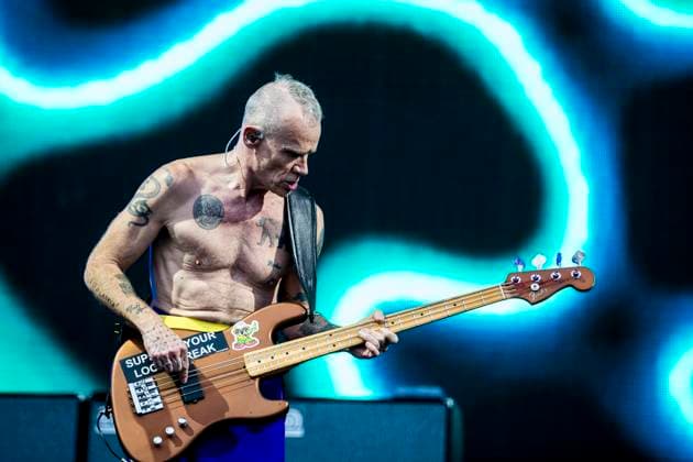 Red Hot Chili Peppers live at Tinderbox 2023, Odense, Denmark Odense, Denmark. 24th, June 2023. The American rock band Red Hot Chili Peppers performs a live concert during the Danish music festival Tinderbox 2023 in Odense. Here bass player Flea is seen live on stage. Odense Denmark  Copyright: xGonzalesxPhoto LassexLagonix
