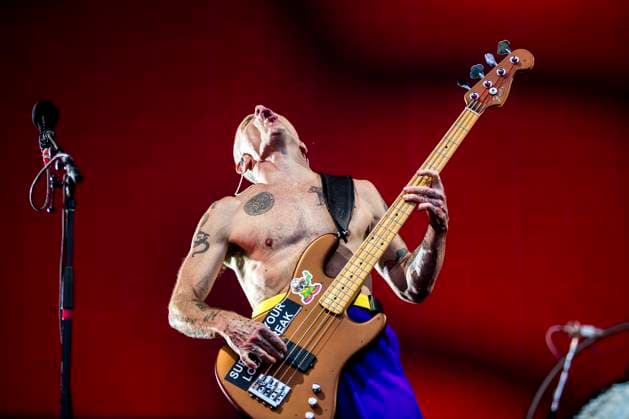 Red Hot Chili Peppers live at Tinderbox 2023, Odense, Denmark Odense, Denmark. 24th, June 2023. The American rock band Red Hot Chili Peppers performs a live concert during the Danish music festival Tinderbox 2023 in Odense. Here bass player Flea is seen live on stage. Odense Denmark  Copyright: xGonzalesxPhoto LassexLagonix
