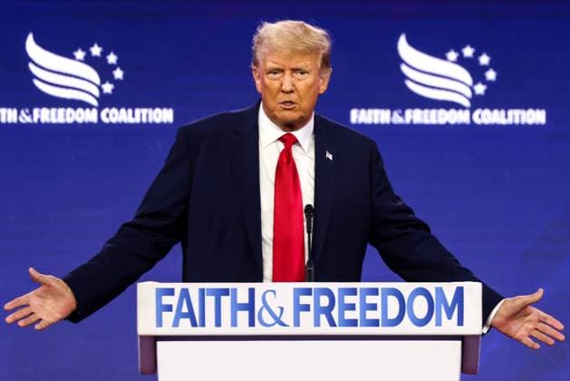 Bilder des Jahres 2023, News June 06 News Themen der Woche KW25 News Bilder des Tages June 24, 2023, Washington, District of Columbia, USA: Former US President Donald J. Trump speaks at the Faith & Freedom CoalitionÃ¢â‚¬â ¢s Road to Majority Policy Conference in at the Washington Hilton Hotel in Washington, DC on Saturday, June 24, 2023 Washington USA - ZUMAs152 20230624_zaa_s152_081 Copyright: xJuliaxNikhinsonx