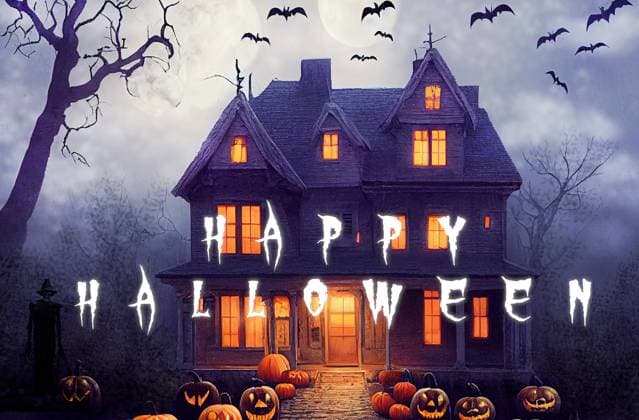 Illustration halloween gruselig unheimlich gejagt Haus mit orange leuchtenden Fenster, Kürbisse Illustration halloween gruselig unheimlich gejagt Haus mit orange leuchtenden Fenster, Kürbisse Copyright: xZoonar.com PrzemyslawxJenarzewskix 19071620