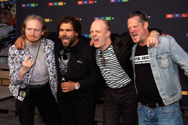 Sammy Scheuritzel, Danilo Kamperidis, Sebastian Jakob Doppelbauer and Aurel Manthei at the RTL Party at the 40 Filmfest München 2023 in the Transit Rooftop Bar Munich, 24 06 2023 Foto:xN.xKolinzx xFuturexImage