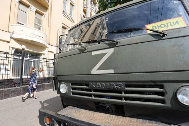 RUSSIA, ROSTOV-ON-DON - JUNE 25, 2023: A Kamaz truck is seen outside the Russian Southern Military District headquarters. Nikolai Trishin TASS  60060187