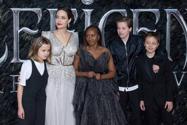 London Maleficent Mistress of Evil Premiere Vivienne Marcheline Jolie-Pitt, Angelina Jolie, Zahara Marley Jolie-Pitt, Shiloh Nouvel Jolie-Pitt and Knox Jolie-Pitt attending the Premiere of Maleficent: Mistress of Evil at Odeon IMAX Waterloo in London, England on October 09, 2019. Photo by Aurore Marechal ABACAPRESS.COM London  Copyright: xMarechalxAurore ABACAx 704048_077 MarechalxAurore ABACAx 704048_077