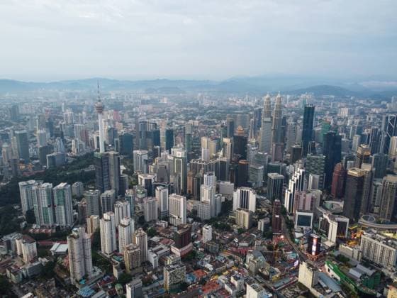 Aerial view skyline building during evening Bukit Bintang, Kuala Lumpur, Malaysia - Sep 11 2022: Aerial view skyline building during evening Copyright: xZoonar.com TIAMxSEONGxYEWx 20000720
