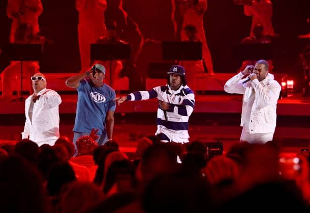 Bilder des Jahres 2023, Entertainment June 06 Entertainment Themen der Woche KW25 Entertainment Bilder des Tages (L-R) Spliff Star, Billy Danze, Lil Fame and Busta Rhymes perform onstage during the 23rd annual BET Awards live telecast at the Microsoft Theater in Los Angeles on Sunday, June 25, 2023. The BET Award honors Black entertainers and other people of color in music, film, sports and philanthropy. This year s event celebrates the 50th anniversary of hip-hop.  LAP20230625046 JIMxRUYMEN