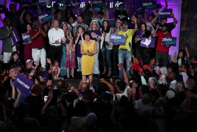 June 26, 2023, Toronto, ON, CANADA: Toronto s newly elected mayor Olivia Chow celebrates her win at an election night event in Toronto on Monday, June 26, 2023. Toronto CANADA  - ZUMAc35_ 20230626_zaf_c35_127 Copyright: xChrisxYoungx