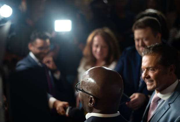 June 26, 2023, Toronto, Ont, CANADA: Mark Saunders speaks to the media following in Toronto on Monday, June 26, 2023. Olivia Chow, a former NDP parliamentarian and past city councillor, has been elected the next mayor of Toronto. Toronto CANADA  - ZUMAc35_ 20230626_zaf_c35_139 Copyright: xTijanaxMartinx