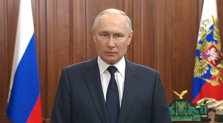 (230627) -- MOSCOW, June 27, 2023 -- This image captured from a video shows Russian President Vladimir Putin delivering a national address in Moscow, Russia, June 26, 2023. Russian President Vladimir Putin in a national address on Monday urged the members of the Wagner private military group to sign contract with the country s defense ministry, return home or go to Belarus. TO GO WITH 1st LD Writethru: Putin lays out options for Wagner soldiers in national address RUSSIA-MOSCOW-PUTIN-NATIONAL ADDRESS BaixXueqi 