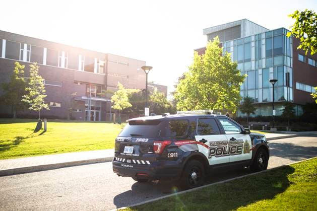 June 28, 2023, Waterloo, ON, Canada: A Waterloo Regional Police vehicle is seen at the scene of a stabbing at the University of Waterloo, in Waterloo, Ont., Wednesday, June 28, 2023. Waterloo Regional Police said three victims were stabbed inside the universitys Hagey Hall, with one person was taken into custody. Waterloo Canada - ZUMAc35_ 20230628_zaf_c35_109 Copyright: xNickxIwanyshynx