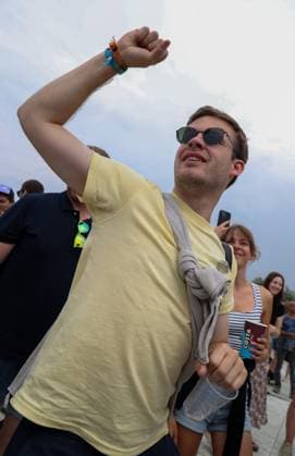 Illustration picture shows a fans dancing during the first day of the Rock Werchter music festival in Werchter, Thursday 29 June 2023. The 47th edition of the festival is taking place from 29 June to 2 July.  VIRGINIExLEFOUR 69686046