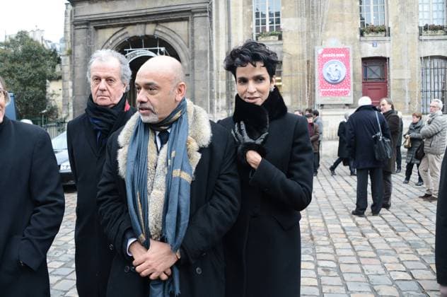 French Interior Designer Andree Putman Funeral Service - Paris Christian Louboutin and Farida Khelfa at the funeral service for French interior and product designer Andree Putman at St. Germain church in Paris, France on January 23, 2013. Andree Putman died on 19 January 2013, aged 87. Photo by ABACAPRESS.COM Paris France  Copyright: xABACAx 349571_025 ABACAx 349571_025