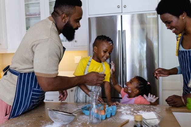Playful african american parents and children applying flour on each others faces in kitchen Playful african american parents and children applying flour on each others faces in kitchen. Unaltered, lifestyle, family, love, togetherness, childhood, food, preparation and learning concept., model released, , property released, Cape Town, South Africa, 2023-03-22T22:00:00.000Z, 4082179.jpg, people,playful,african american,parent,child,applying,flour,others,face,kitchen,unaltered,lifestyle,family,love,togetherness,childhood,food preparation,learning concept,kid,mother,little,happiness,happy,together,daughter,young,fun,cute,portrait,cheerful,mom,son,joy,smile,father,person,adult,african,american,food,preparation,learning,concept Mid Adult,Woman,