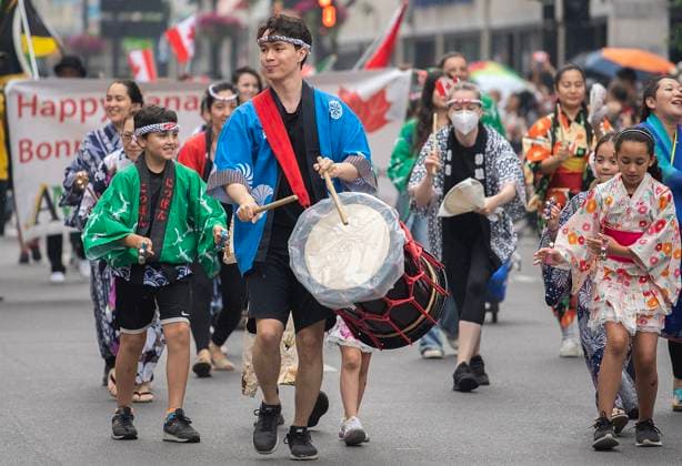 July 1, 2023, Montreal, PQ, Canada: Participants entertain the crowd during a Canada Day parade in Montreal, Saturday, July 1, 2023. Montreal Canada  - ZUMAc35_ 20230701_zaf_c35_004 Copyright: xGrahamxHughesx