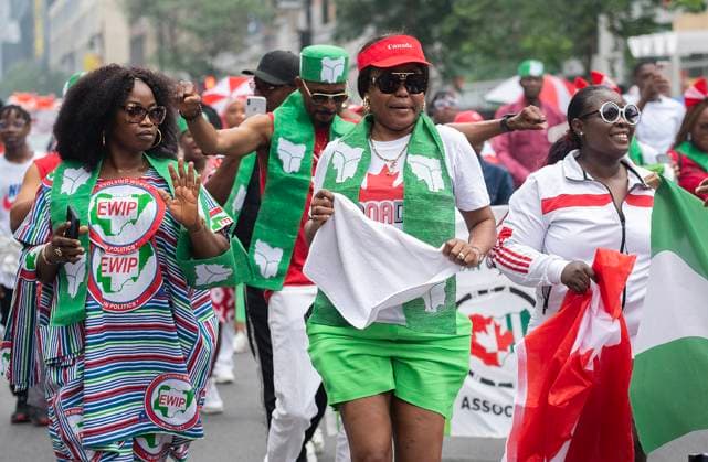 July 1, 2023, Montreal, PQ, Canada: Participants entertain the crowd during a Canada Day parade in Montreal, Saturday, July 1, 2023. Montreal Canada  - ZUMAc35_ 20230701_zaf_c35_005 Copyright: xGrahamxHughesx
