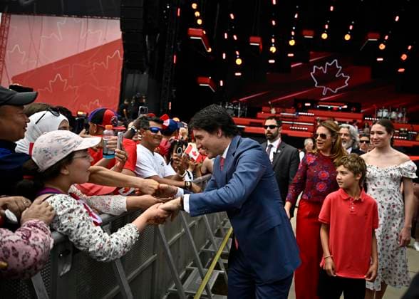 July 1, 2023, Ottawa, ON, CANADA: Prime Minister Justin Trudeau greets people attending Canada Day celebrations at LeBreton Flats, Ottawa on July 1, 2023. Canada s capital city will see some festivities around Parliament Hill, but the main entertainment will be at LeBreton Flats, just west of downtown, where celebrations are expected to return to a sense of normalcy this year. Ottawa CANADA  - ZUMAc35_ 20230701_zaf_c35_012 Copyright: xJustinxTangx