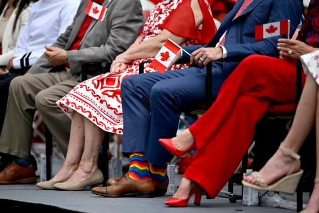 July 1, 2023, Ottawa, ON, CAN: Prime Minister Justin Trudeau holds a small Canadian Flag as he participates in the Canada Day noon show at LeBreton Flats in Ottawa, on Saturday, July 1, 2023. Ottawa CAN  - ZUMAc35_ 20230701_zaf_c35_056 Copyright: xJustinxTangx