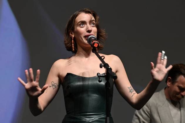 Actress and producer Clara McGregor, daughter of Scottish actor Ewan McGregor, speaks in the Great Hall of the Thermal Hotel, where her father received the Festival President’s Award during the 57th Karlovy Vary International Film Festival (KVIFF), on July 1, 2023, in Karlovy Vary, Czech Republic. (CTKxPhoto SlavomirxKubes) CTKPhotoP2023070105788  CTKPhotoP2023070105788