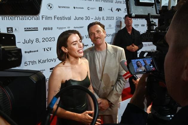 Scottish actor Ewan McGregor, right, received the Festival President’s Award during the 57th Karlovy Vary International Film Festival (KVIFF), on July 1, 2023, at the Thermal Hotel in Karlovy Vary, Czech Republic. On the left side is seen his daughter Clara McGregor. (CTKxPhoto SlavomirxKubes) CTKPhotoP2023070105804  CTKPhotoP2023070105804