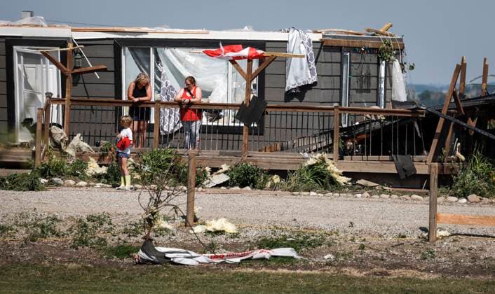 July 1, 2023, Carstairs, AB, CANADA: A tornado damaged home is seen near Carstairs, Alta., Saturday, July 1, 2023. No injuries were reported. Carstairs CANADA  - ZUMAc35_ 20230701_zaf_c35_133 Copyright: xJeffxMcintoshx