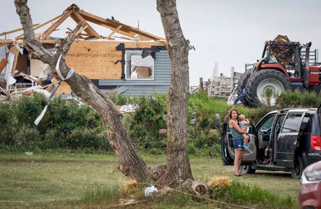 July 1, 2023, Carstairs, AB, CANADA: A tornado damaged home is seen near Carstairs, Alta., Saturday, July 1, 2023. No injuries were reported. Carstairs CANADA  - ZUMAc35_ 20230701_zaf_c35_139 Copyright: xJeffxMcintoshx