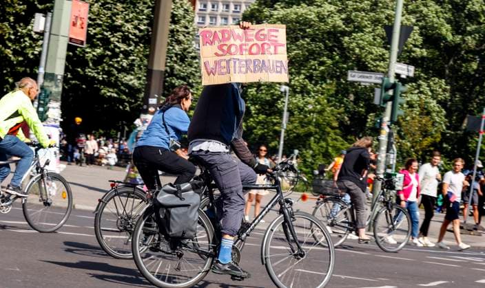Bicycle demonstration Berlin, 02 07 2023 bicycle and environmental organizations demonstrate against the transport policy of the black red Senate The bicycle demonstration is directed against the stop of all new bike lanes in Berlin Berlin Germany