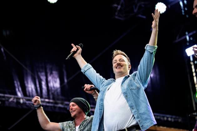 Korbinian Arendt and Christian Schild of Voxxclub live at the Apoldaer music summer 2023 on the festival meadow of the Herressener Promenade Apolda, 02 07 2023 Foto:xM.xKremerx xFuturexImage
