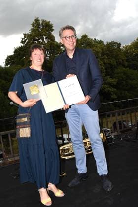 Barbara Yelin award winner comic artist Markus Blume Bavarian Minister of Science and Art Munich 04 07 2023 Bavarian Summer of Culture in the House of Art award ceremony Pro meritis scientiae et litterarum Munich
