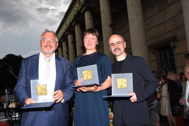 Manfred Rietzler Award winner Entrepreneur Founder Barbara Yelin Award winner Comic artist Goyo Montero Award winner Ballet Director State Theater Nuremberg Munich 04 07 2023 Bavarian Summer of Culture in the House of Art Award Pro meritis scientiae et litterarum Munich