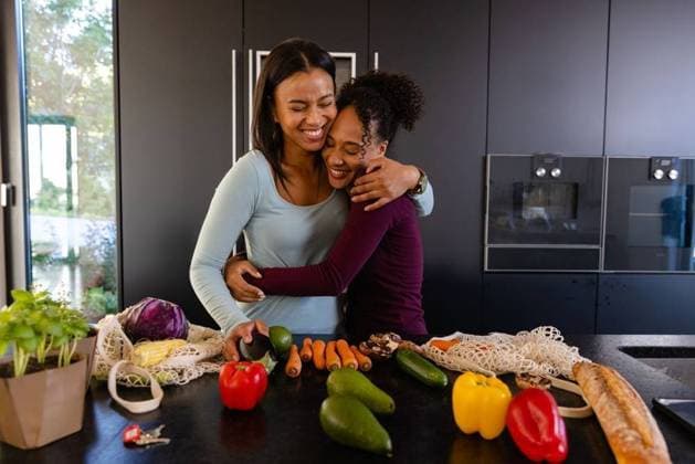 Happy biracial lesbian couple hugging and unpacking groceries in kitchen Happy biracial lesbian couple hugging and unpacking groceries in kitchen. Shopping, food, healthy lifestyle, lifestyle, relationship, togetherness and domestic life, unaltered., model released, , property released, Cape Town, South Africa, 2023-03-01T22:00:00.000Z, 4076086.jpg, people,happy,lesbian,couple,hugging,unpacking,grocery,kitchen,shopping,food,healthy lifestyle,biracial,relationship,togetherness,domestic life,unaltered,together,cooking,homosexual,lgbt,meal,girlfriend,fresh,boyfriend,love,healthy,bisexual,husband,family,gay,delicious,wife,drink,organic,dinner,ingredient,lifestyle,domestic,life Young Adult,Woman,Female,Multiracial,Mid Adult,Black