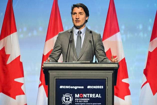 July 5, 2023, Montreal, PQ, Canada: Prime Minister Justin Trudeau speaks during the International Council of Nurses Congress in Montreal, Wednesday, July 5, 2023. Montreal Canada  - ZUMAc35_ 20230705_zaf_c35_003 Copyright: xGrahamxHughesx