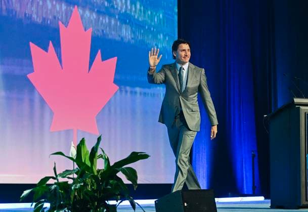 July 5, 2023, Montreal, PQ, Canada: Prime Minister Justin Trudeau waves to delegates as he arrives to speak at the International Council of Nurses Congress in Montreal, Wednesday, July 5, 2023. Montreal Canada  - ZUMAc35_ 20230705_zaf_c35_004 Copyright: xGrahamxHughesx