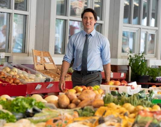 July 5, 2023, St.-Hyacinthe, PQ, Canada: Prime Minister Justin Trudeau arrives to speak to the media while visiting a market in St.-Hyacinthe, Que., Wednesday, July 5, 2023. St.-Hyacinthe Canada  - ZUMAc35_ 20230705_zaf_c35_053 Copyright: xRyanxRemiorzx