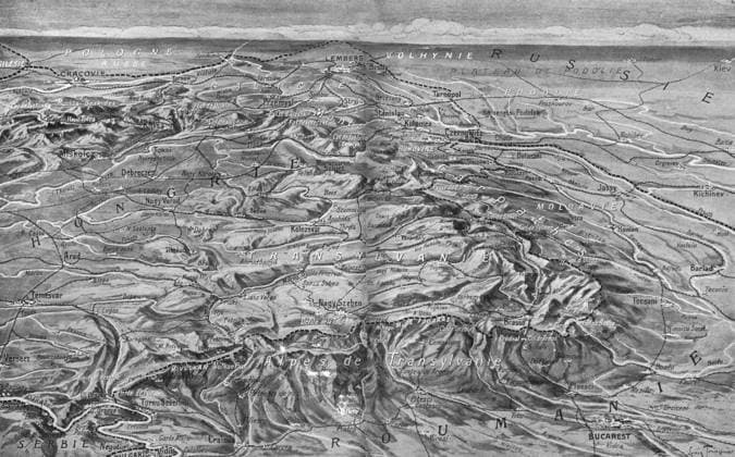 RECORD DATE NOT STATED L Heure de la Roumanie; La frontiere roumaine des Carpathes et des Alpes de Transylvanie , 1916. Creator: Julietta. Copyright:xEuropa,montanha,montanhas,escalaxdaxmontanha,pa?s,geografia,Balc?s,guerra,posi??o,s?culo,transylvania,Romania,transylvanian,Romanian,primeiraxguerraxdexmundo,conceito,beira,fronteira,topography,World.war.i,WWI,Montanhasxcarpathian,GuerraxDexMundoxUma,1910s,20oxs?culo,ThexPrintxCollector,Carpathians,lithograph,map,TransylvanianxAlps,Siebenburgen,Julietta,IonxBratianu,Bratianu,Ion,IonxIxCxBratianu,IonxIonelxConstantinxBratianu,RomanianxCampaignx IMAGO ,2962080 ! ACHTUNG: AUFNAHMEDATUM GESCHÄTZT!  Copyright:Europa,montanha,montanhas,escalaxdaxmontanha,pa?s,geografia,Balc?s,guerra,posi??o,s?culo,transylvania,Romania,transylvanian,Romanian,primeiraxguerraxdexmundo,conceito,beira,fronteira,topogra