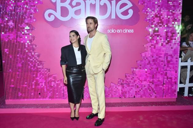 Barbie Pink Carpet July 6, 2023, Mexico City, Mexico: (L-R) America Ferrera and Ryan Gosling attend the pink carpet for Barbie at Toreo Parque Central. on July 6, 2023 in Mexico City, Mexico. (Photo by Carlos Tischler Eyepix Group) Copyright: xCarlosxTischler xEyepixxGroupx CT_06072023_95860