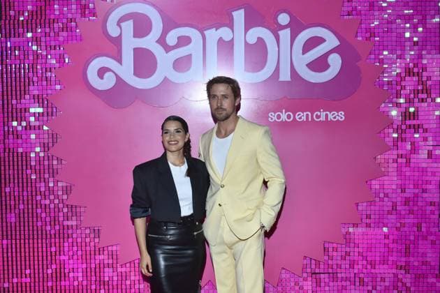 Barbie Pink Carpet July 6, 2023, Mexico City, Mexico: (L-R) America Ferrera and Ryan Gosling attend the pink carpet for Barbie at Toreo Parque Central. on July 6, 2023 in Mexico City, Mexico. (Photo by Carlos Tischler Eyepix Group) Copyright: xCarlosxTischler xEyepixxGroupx CT_06072023_95861