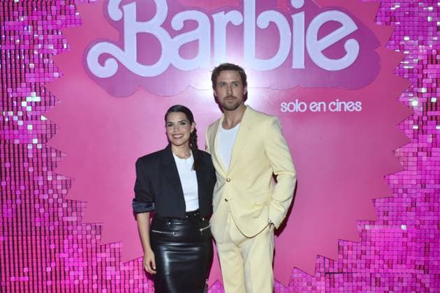 Barbie Pink Carpet July 6, 2023, Mexico City, Mexico: (L-R) America Ferrera and Ryan Gosling attend the pink carpet for Barbie at Toreo Parque Central. on July 6, 2023 in Mexico City, Mexico. (Photo by Carlos Tischler Eyepix Group) Copyright: xCarlosxTischler xEyepixxGroupx CT_06072023_95862