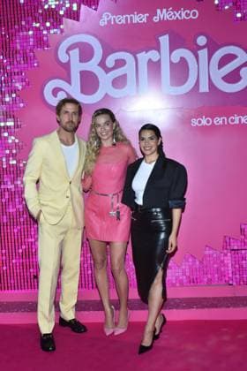 Barbie Pink Carpet July 6, 2023, Mexico City, Mexico: (L-R) Ryan Gosling, Margot Robbie and America Ferrera attend the pink carpet for Barbie at Toreo Parque Central. on July 6, 2023 in Mexico City, Mexico. (Photo by Carlos Tischler Eyepix Group) Copyright: xCarlosxTischler xEyepixxGroupx CT_06072023_95893