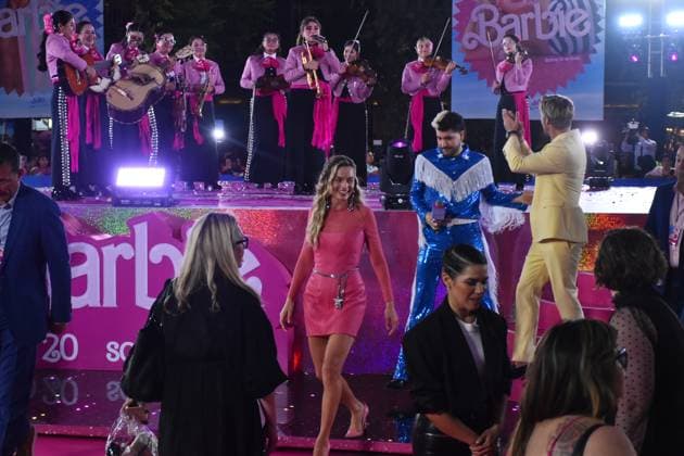 Barbie Pink Carpet July 6, 2023, Mexico City, Mexico: Ryan Gosling, Margot Robbie and America Ferrera listen to mariachis during the pink carpet for Barbie at Toreo Parque Central. on July 6, 2023 in Mexico City, Mexico. (Photo by Carlos Tischler Eyepix Group) Copyright: xCarlosxTischler xEyepixxGroupx CT_06072023_95918