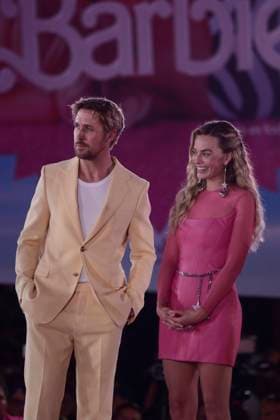 Barbie Pink Carpet July 6, 2023, Mexico City, Mexico: Ryan Gosling and Margot Robbie attend the pink carpet for Barbie at Toreo Parque Central. on July 6, 2023 in Mexico City, Mexico. (Photo by Carlos Tischler Eyepix Group) Copyright: xCarlosxTischler xEyepixxGroupx CT_06072023_95989