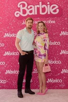 Barbie Film Photocall July 7, 2023, Mexico City, Mexico:Ryan Gosling and Margot Robbie pose for photos during Barbie film Photocall at Mexico City Four Sason Hotel. on July 7, 2023 in Mexico City, Mexico. (Photo by Carlos Tischler Eyepix Group) Copyright: xCarlosxTischler xEyepixxGroupx CT_07072023_96114