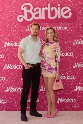 Barbie Film Photocall July 7, 2023, Mexico City, Mexico:Ryan Gosling and Margot Robbie pose for photos during Barbie film Photocall at Mexico City Four Sason Hotel. on July 7, 2023 in Mexico City, Mexico. (Photo by Carlos Tischler Eyepix Group) Copyright: xCarlosxTischler xEyepixxGroupx CT_07072023_96116