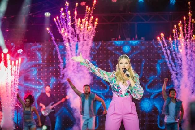 Bilder des Jahres 2023, Entertainment 07 Juli Entertainment Themen der Woche KW27 07.07.2023, Klagenfurt, AUT, Unterwegs in Austria, Kaernten, Starnacht am Wörthersee, im Bild Beatrice Egli, *** 07 07 2023, Klagenfurt, AUT, On the road in Austria, Kaernten, Starnacht am Wörthersee, in the picture Beatrice Egli,