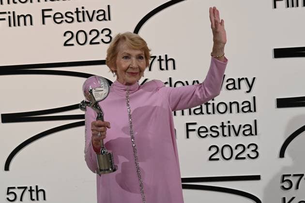 The last day of the 57th Karlovy Vary International Film Festival, 8 July 2023. Actress Daniela Kolarova (photo) receives the President s Award of the Karlovy Vary International Film Festival from Jiri Bartoska (not seen). (CTKxPhoto SlavomirxKubes) CTKPhotoP2023070805212  CTKPhotoP2023070805212