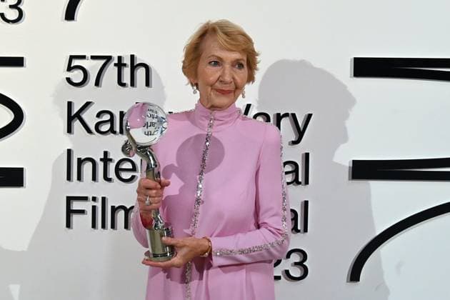 The last day of the 57th Karlovy Vary International Film Festival, 8 July 2023. Actress Daniela Kolarova (photo) receives the President s Award of the Karlovy Vary International Film Festival from Jiri Bartoska (not seen). (CTKxPhoto SlavomirxKubes) CTKPhotoP2023070805857  CTKPhotoP2023070805857