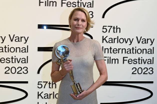 The last day of the 57th Karlovy Vary International Film Festival, 8 July 2023. American actress and director Robin Wright (photo) receives the President s Award of the Karlovy Vary International Film Festival from Jiri Bartoska (not seen). (CTKxPhoto SlavomirxKubes) CTKPhotoP2023070805860  CTKPhotoP2023070805860