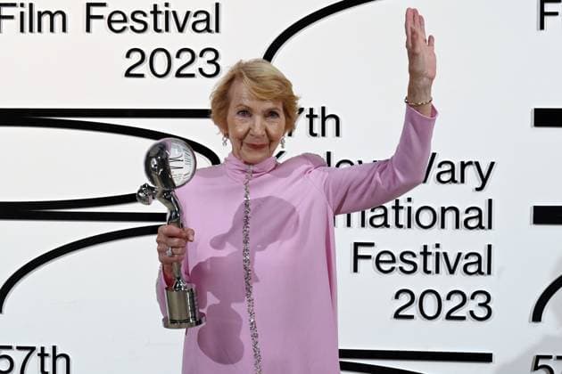 The last day of the 57th Karlovy Vary International Film Festival, 8 July 2023. Actress Daniela Kolarova (photo) receives the President s Award of the Karlovy Vary International Film Festival from Jiri Bartoska (not seen). (CTKxPhoto SlavomirxKubes) CTKPhotoP2023070805865  CTKPhotoP2023070805865